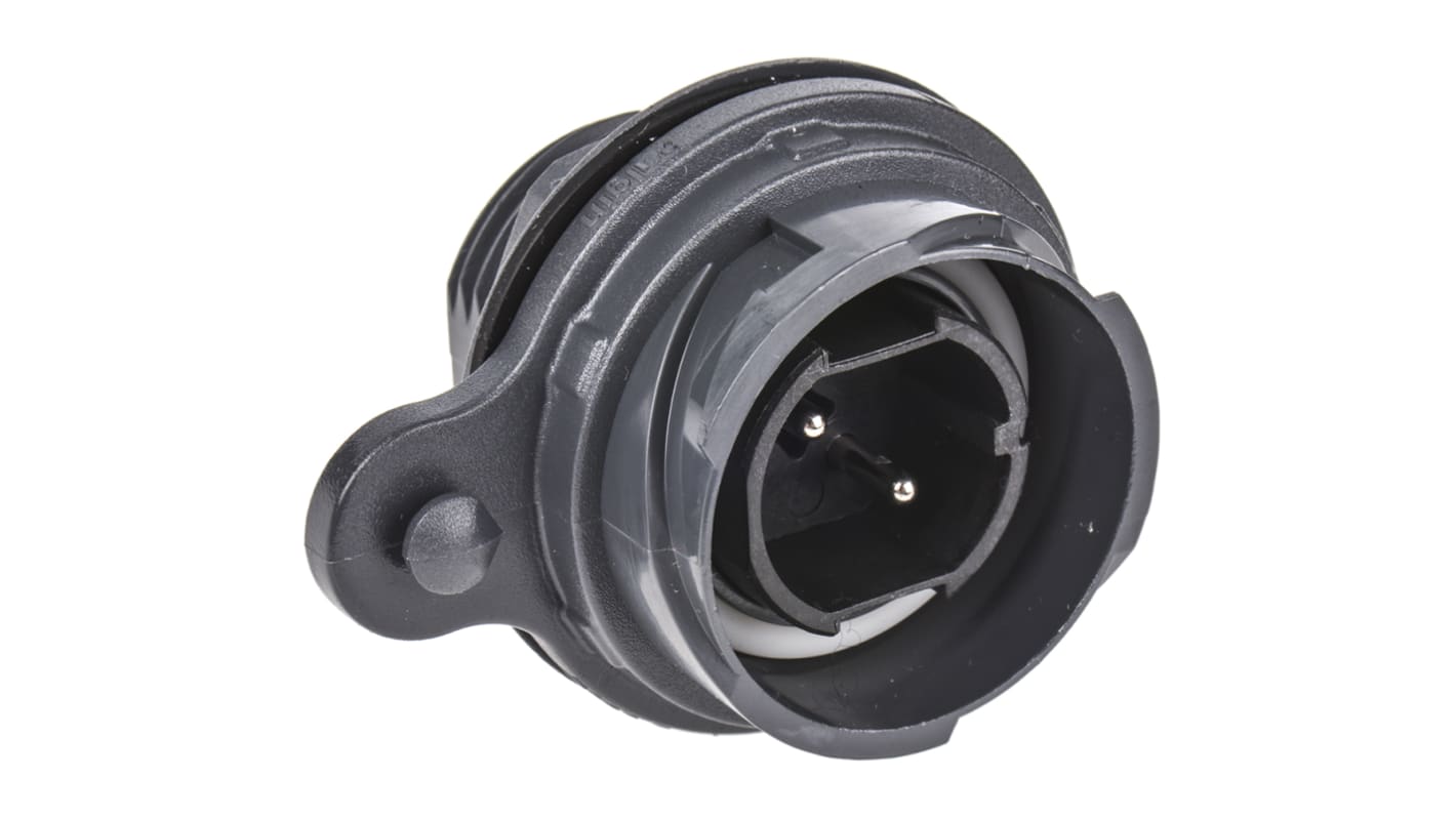 Conector circular Bulgin macho serie Buccaneer 7000 de 2 vías macho, tamaño carcasa 46, Montaje frontal, IP66, IP68,