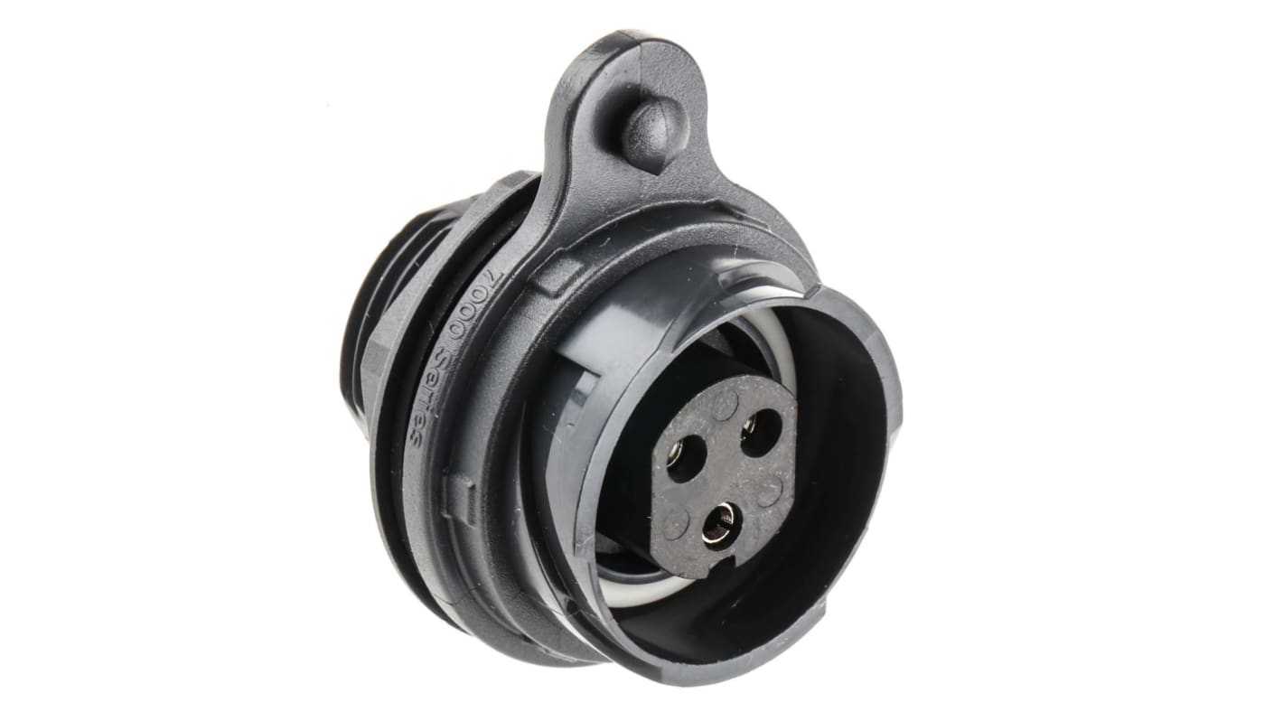 Conector circular Bulgin hembra serie Buccaneer 7000 de 3 vías hembra, tamaño carcasa 46, Montaje frontal, IP66, IP68,