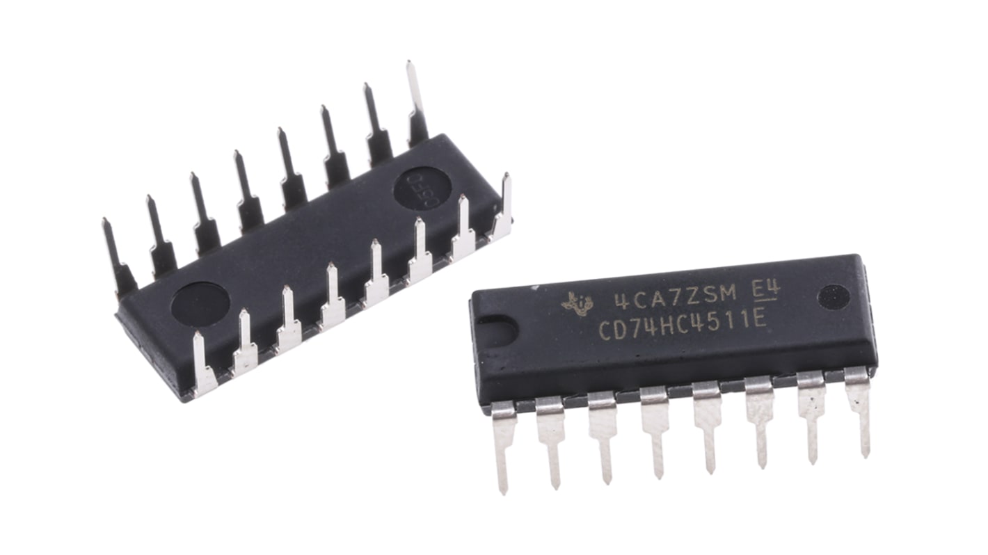 Demultiplexer CD74HC4511E, HC, CMOS, Non-invertente, 16-Pin, PDIP