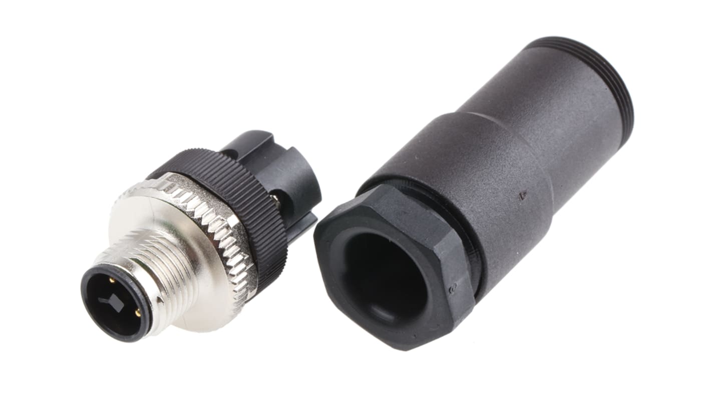 Binder Circular Connector, 4 Contacts, Cable Mount, M12 Connector, Socket, Male, IP67, 813 Series