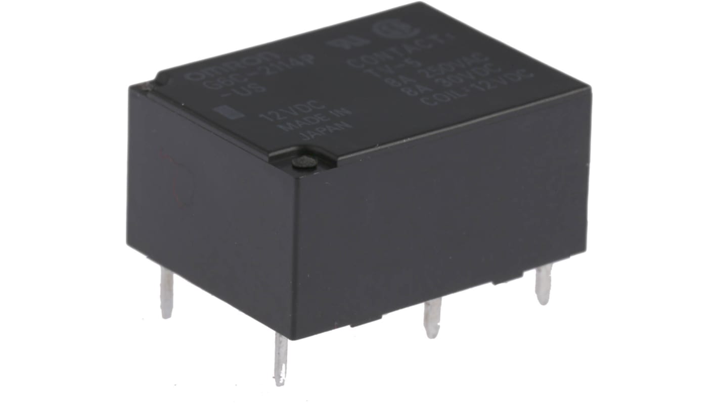 G6C2114PUSDC12 Omron PCB Mount Power Relay, 12V dc Coil, 8A