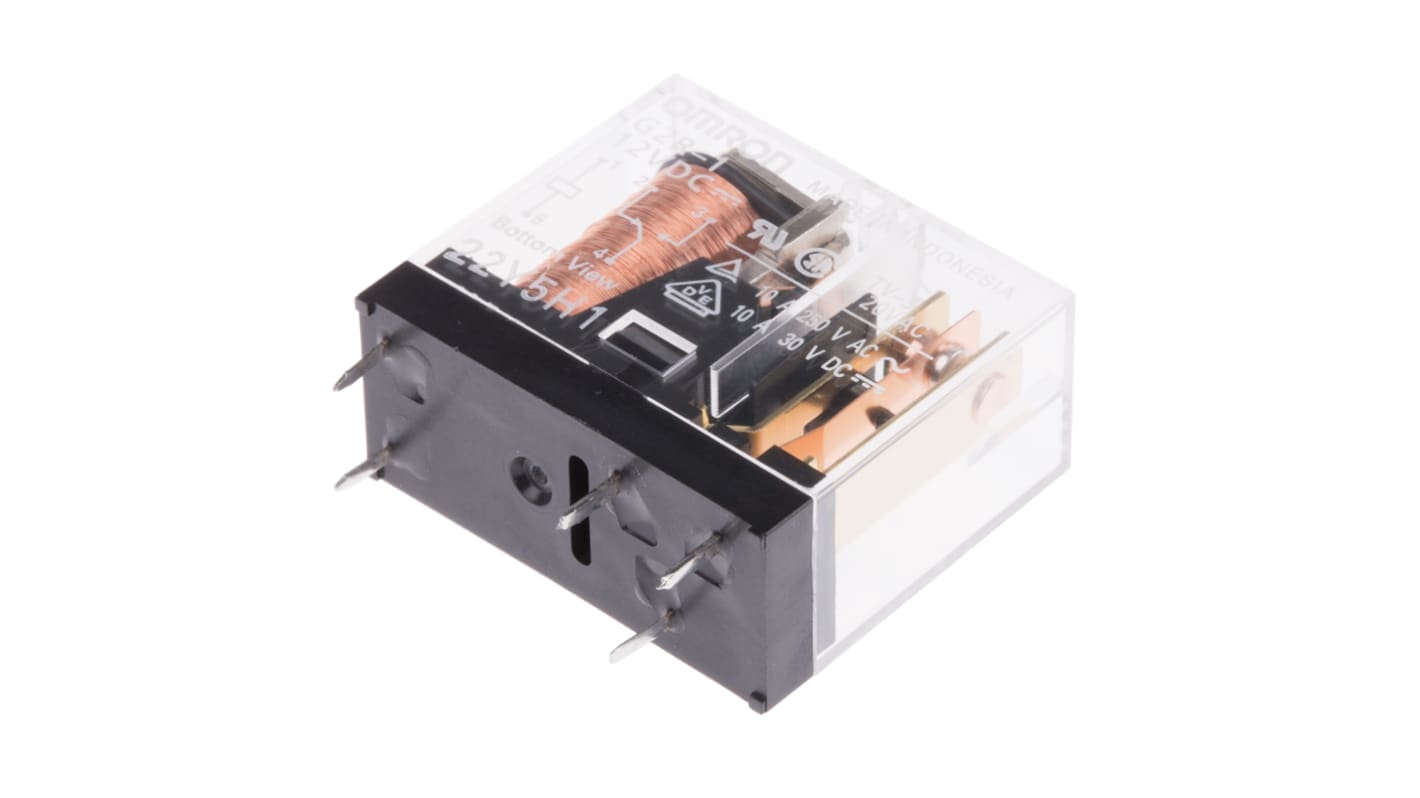 Omron PCB Mount Power Relay, 12V dc Coil, 10A Switching Current, SPDT