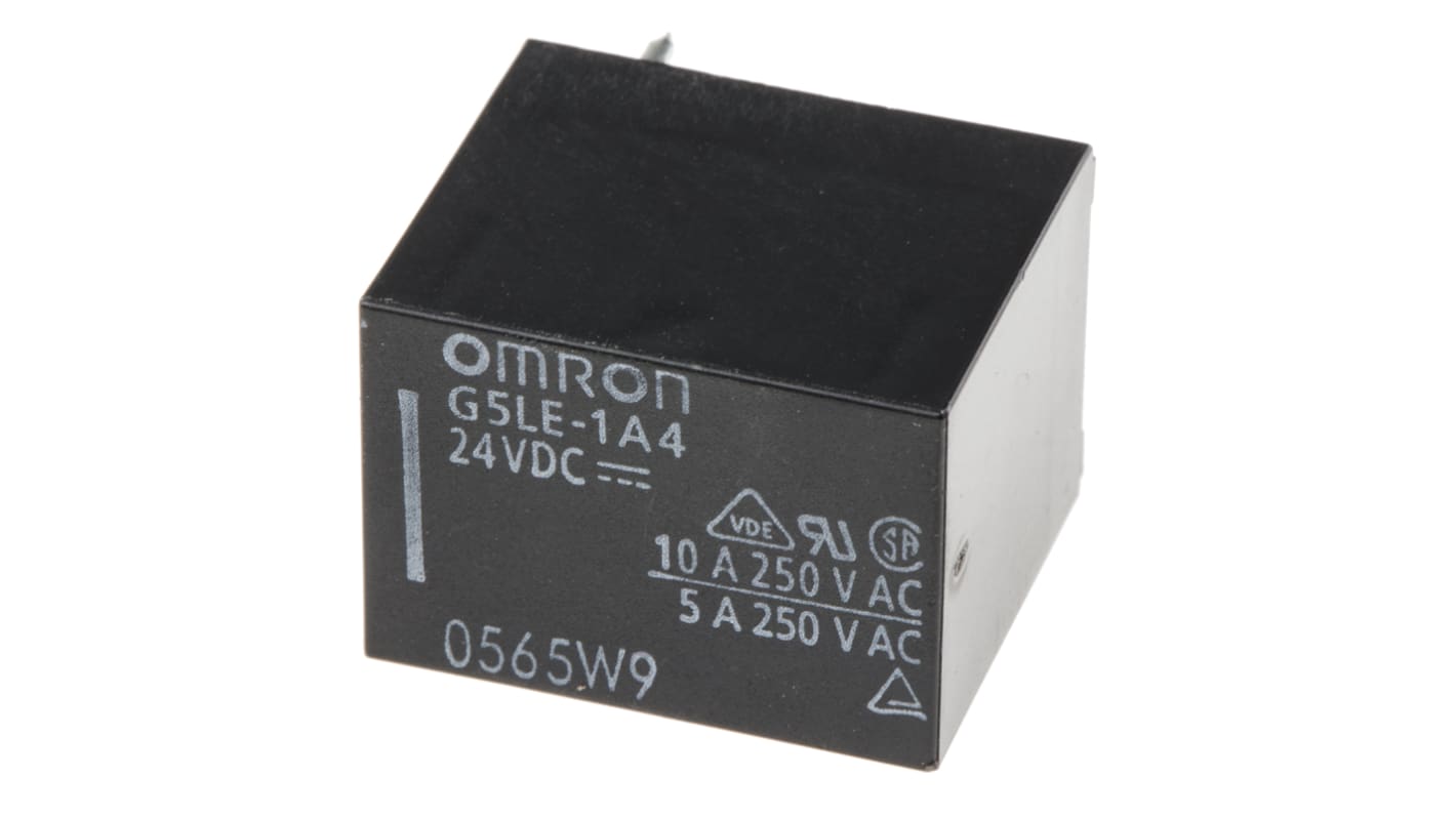 Relé de potencia sin enclavamiento Omron G5LE de 1 polo, SPST, bobina 24V dc, 10A, Montaje en PCB