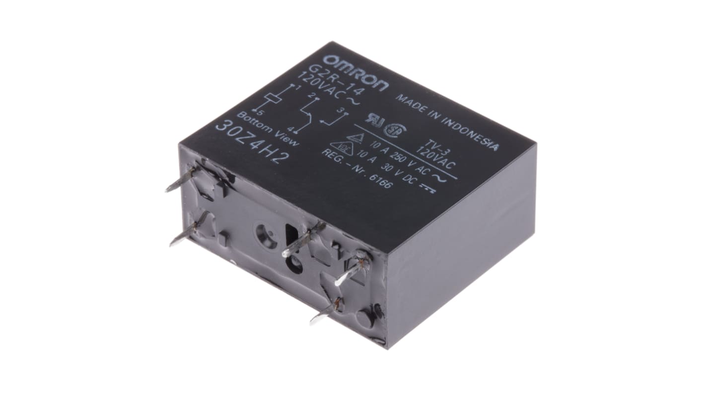 Omron PCB Mount Power Relay, 120V ac Coil, 5A Switching Current, SPDT