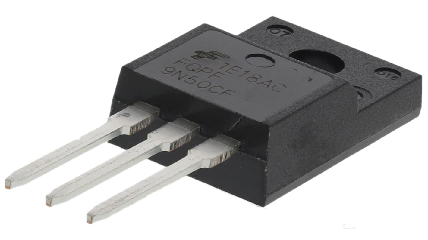 MOSFET onsemi, canale N, 850 mΩ, 9 A, TO-220F, Su foro