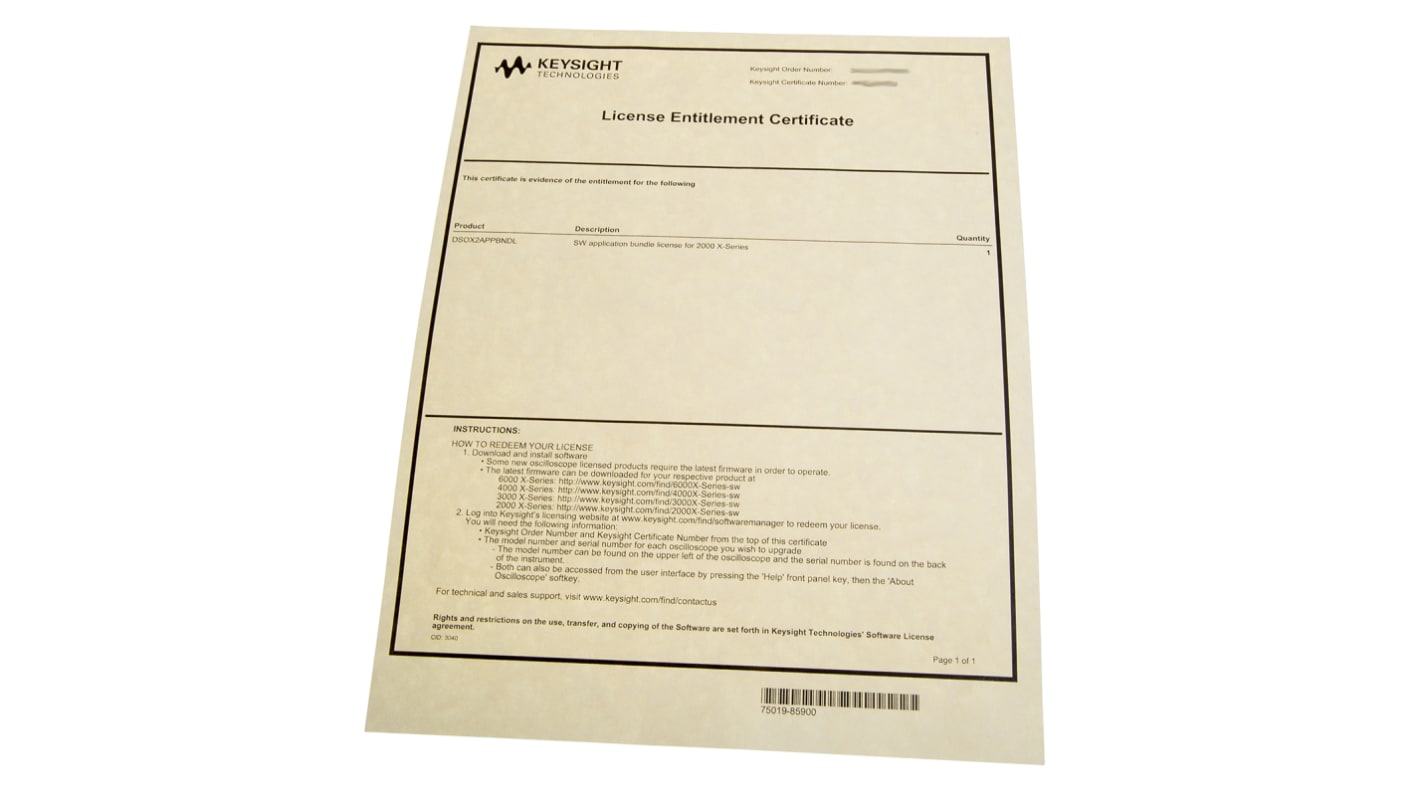 Software Keysight Technologies per InfiniiVision serie 2000 X