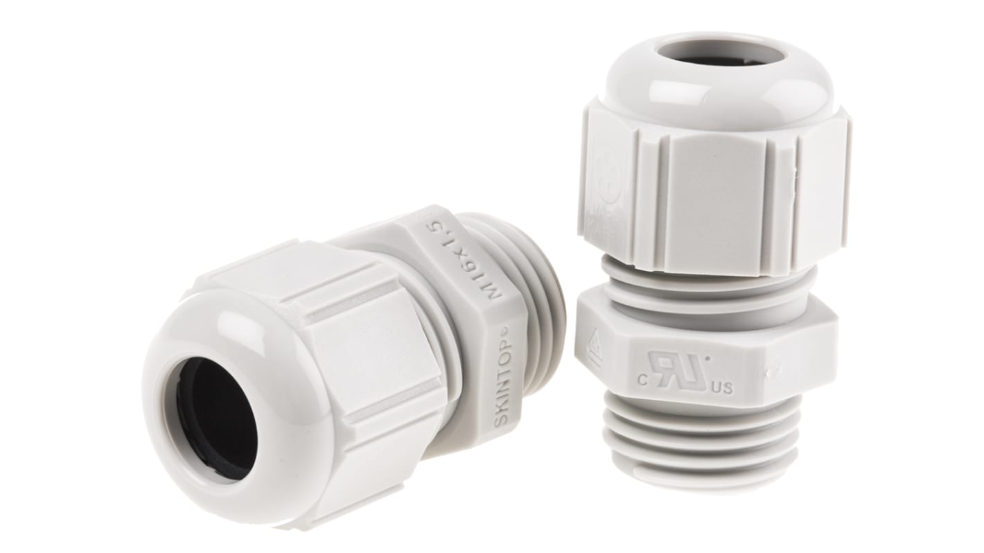 Lapp SKINTOP Series Grey Polyamide Cable Gland, M16 Thread, 4mm Min, 10mm Max, IP68, IP69