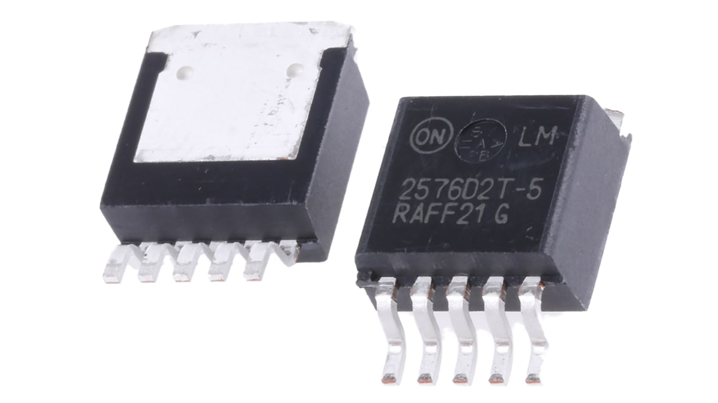 Regulador de conmutación LM2576D2T-005G, Controlador Buck, 3A D2PAK, 5 pines, Ajustable, 63 kHz