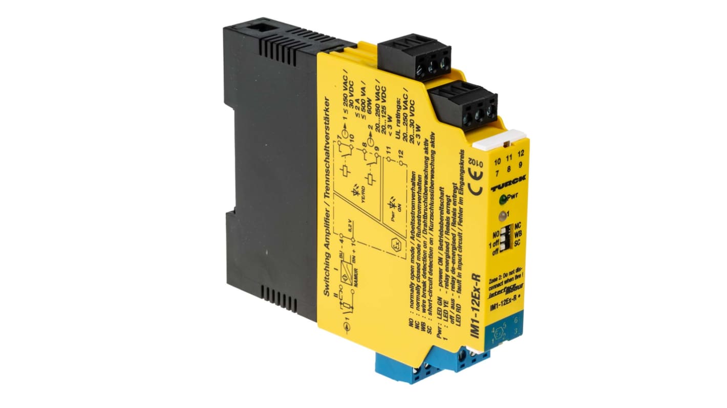 Aislador galvánico Turck de 1 canal, 20 → 250V ac, entrada Sensor NAMUR, Interruptor, salida Relé, certif. ATEX,