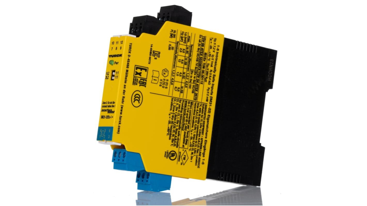 Turck 2 Channel Galvanic Barrier, Analogue Input Isolator, Current, Voltage Input, Current Output, ATEX, IECEx