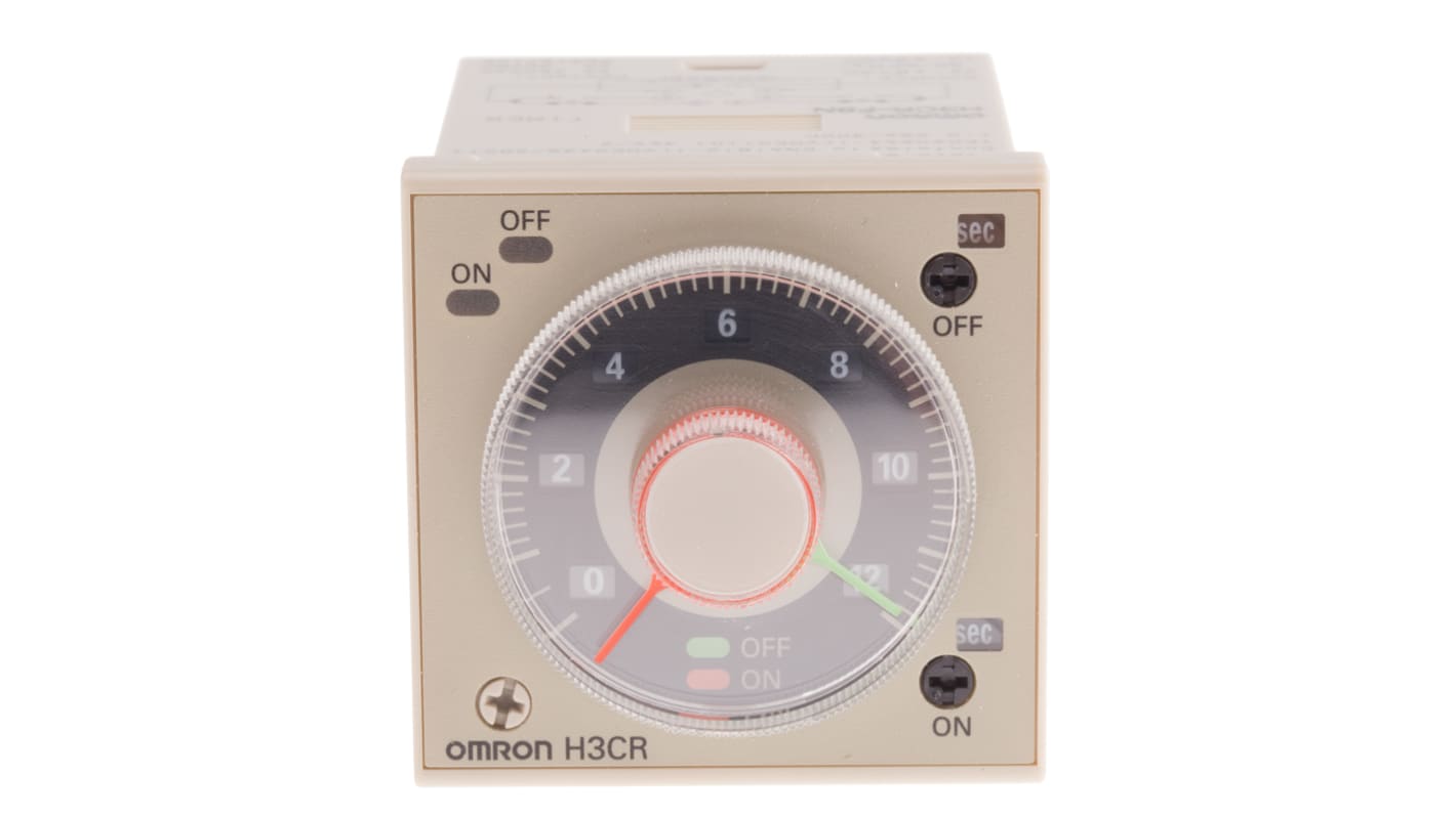 Omron H3CR Series DIN Rail Mount Timer Relay, 12 → 48 V dc, 24 → 48V ac, 2-Contact, 0.05 s → 300h