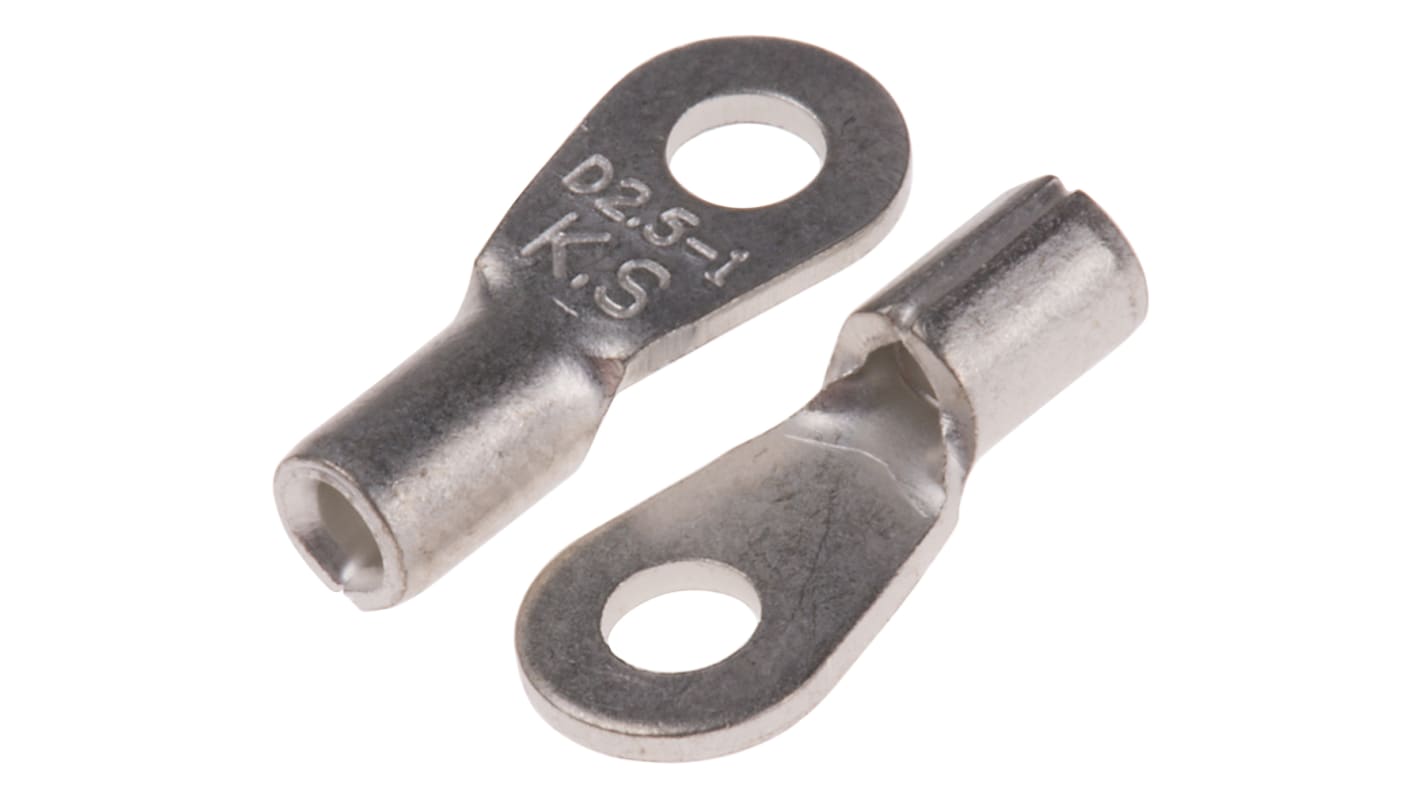 RS PRO Ringkabelschuh, Unisoliert, aussen ø 6mm, innen ø 2.7mm, max. 1.5mm², #3