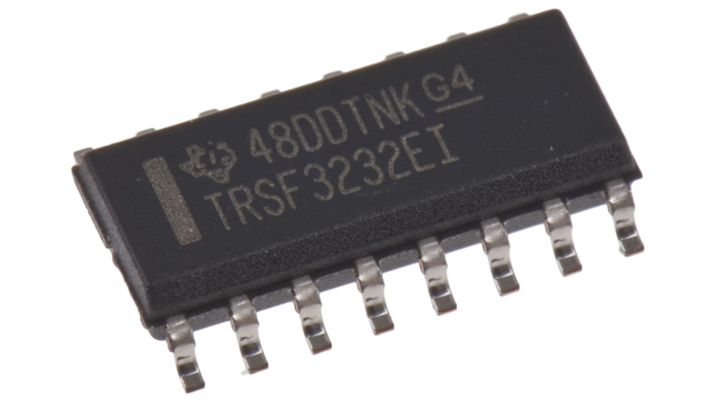 Texas Instruments TRSF3232EID, Line Transceiver, RS-232 2-TX 2-RX, 3 → 5.5 V, 16-Pin SOIC