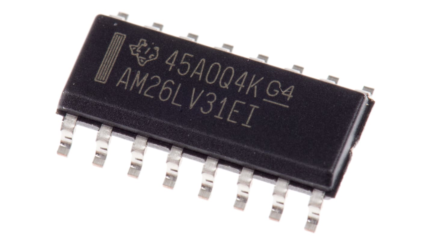 AM26LV31EIDR Texas Instruments, 4-Channel Differential Line Driver 3.3 V 32MHz 16-Pin SOIC