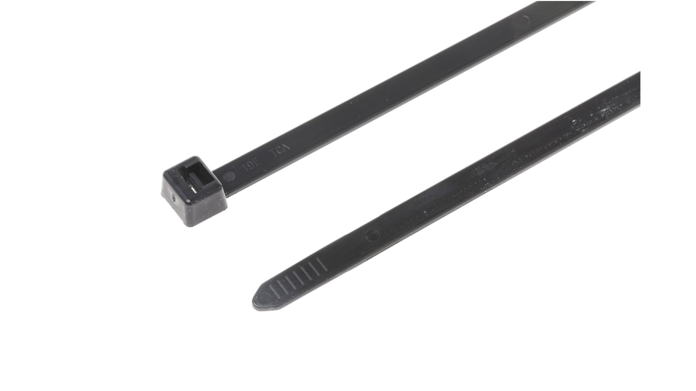 HellermannTyton Cable Tie, Inside Serrated, 460mm x 7.6 mm, Black Polyamide 6.6 (PA66), Pk-100