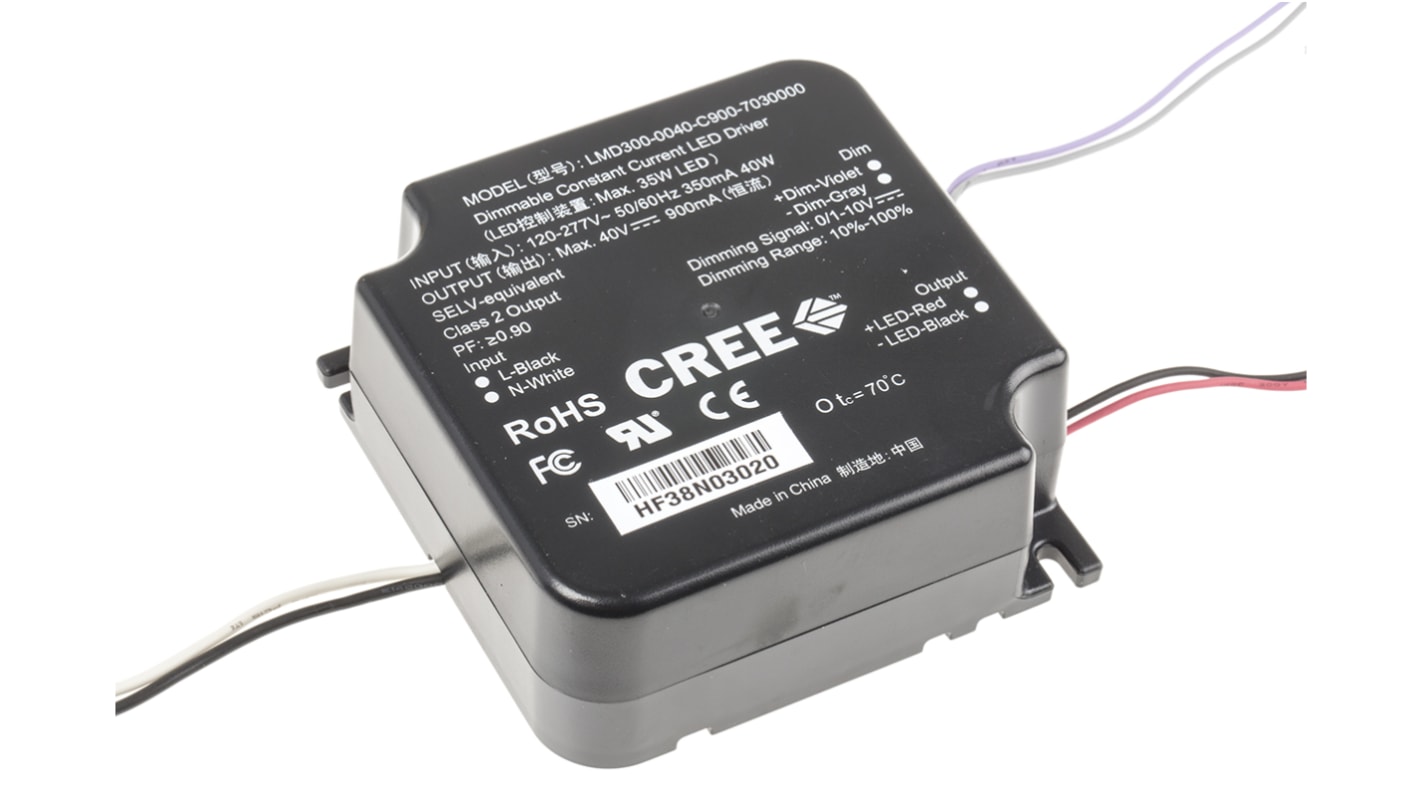 Cree LED LED Driver, 40V Output, 36W Output, 900mA Output, Constant Current Dimmable