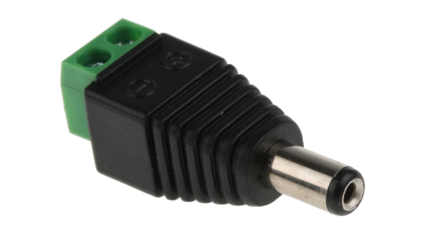 Conector DC macho, Ángulo recto RS PRO, Ø int. 2.1mm, Ø ext. 5.5mm, Montaje de Cable, 16 V, 2A