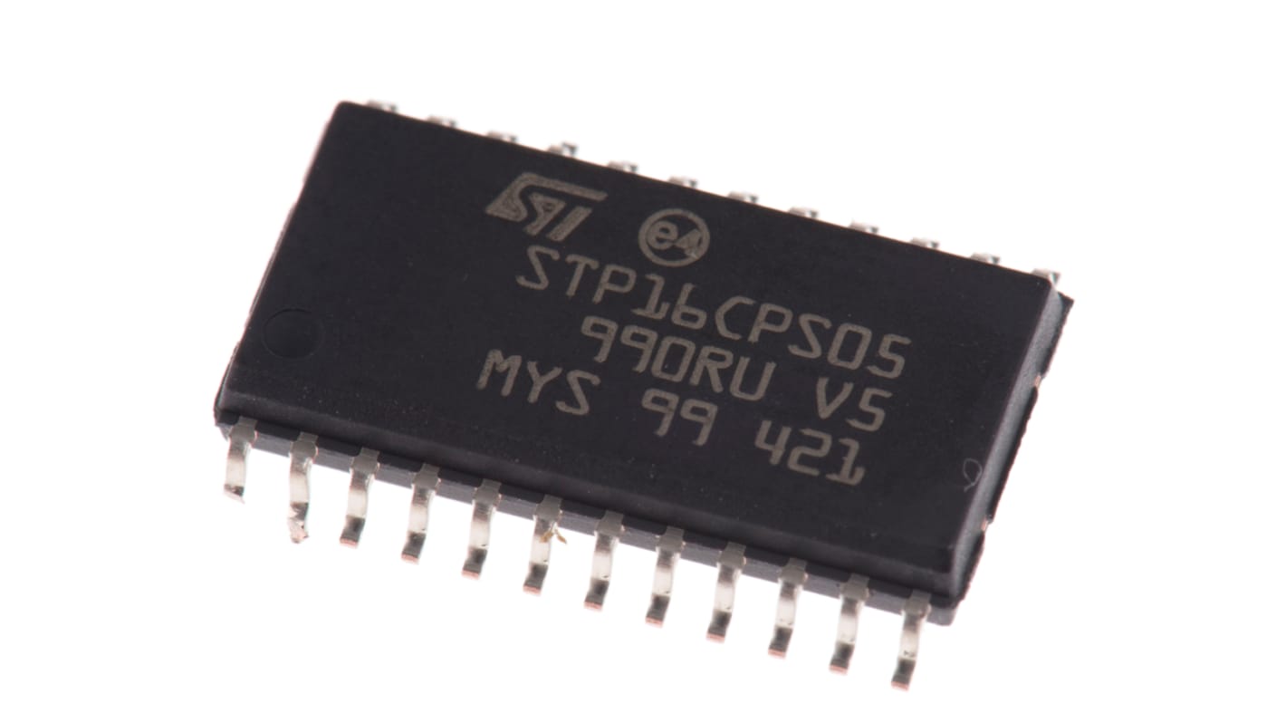 STMicroelectronics, STP16CPS05MTR, LED-driver IC, 3 → 5,5 V ac, 100mA, 24-Pin SOIC