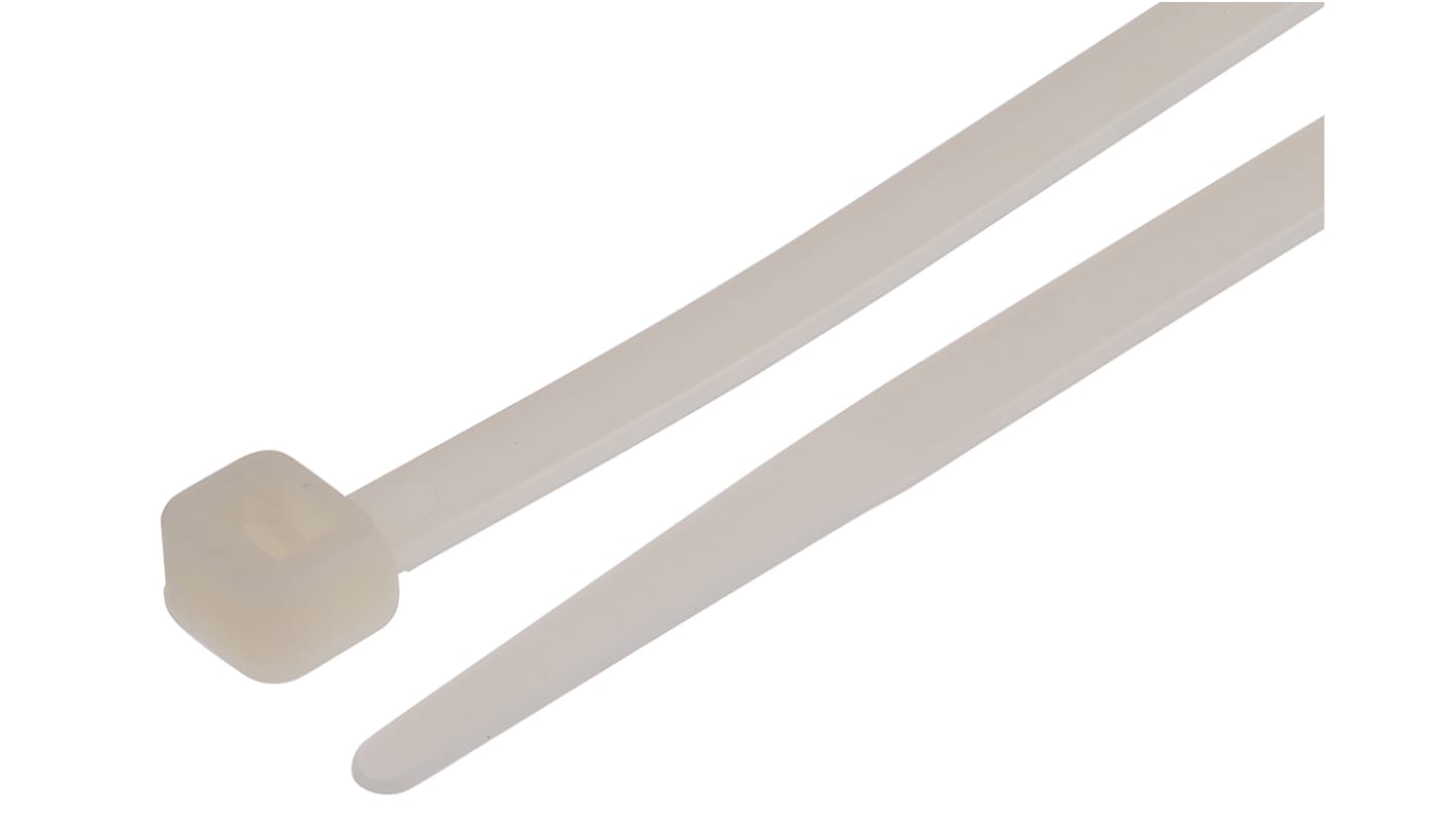 RS PRO Cable Tie, 385mm x 4.8 mm, Natural Nylon, Pk-100