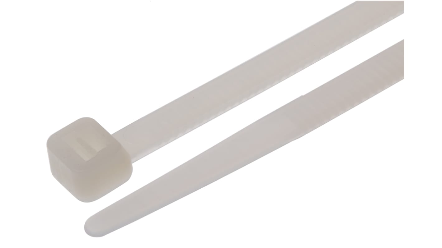 RS PRO Cable Tie, 450mm x 4.8 mm, Natural Nylon, Pk-100