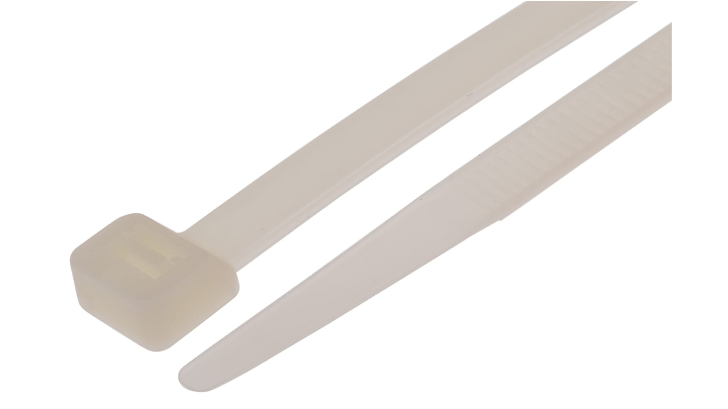 RS PRO Cable Tie, 300mm x 7.6mm, Natural Nylon, Pk-100