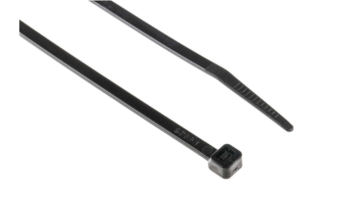RS PRO Cable Tie, 203mm x 4.6 mm, Black Nylon, Pk-1000