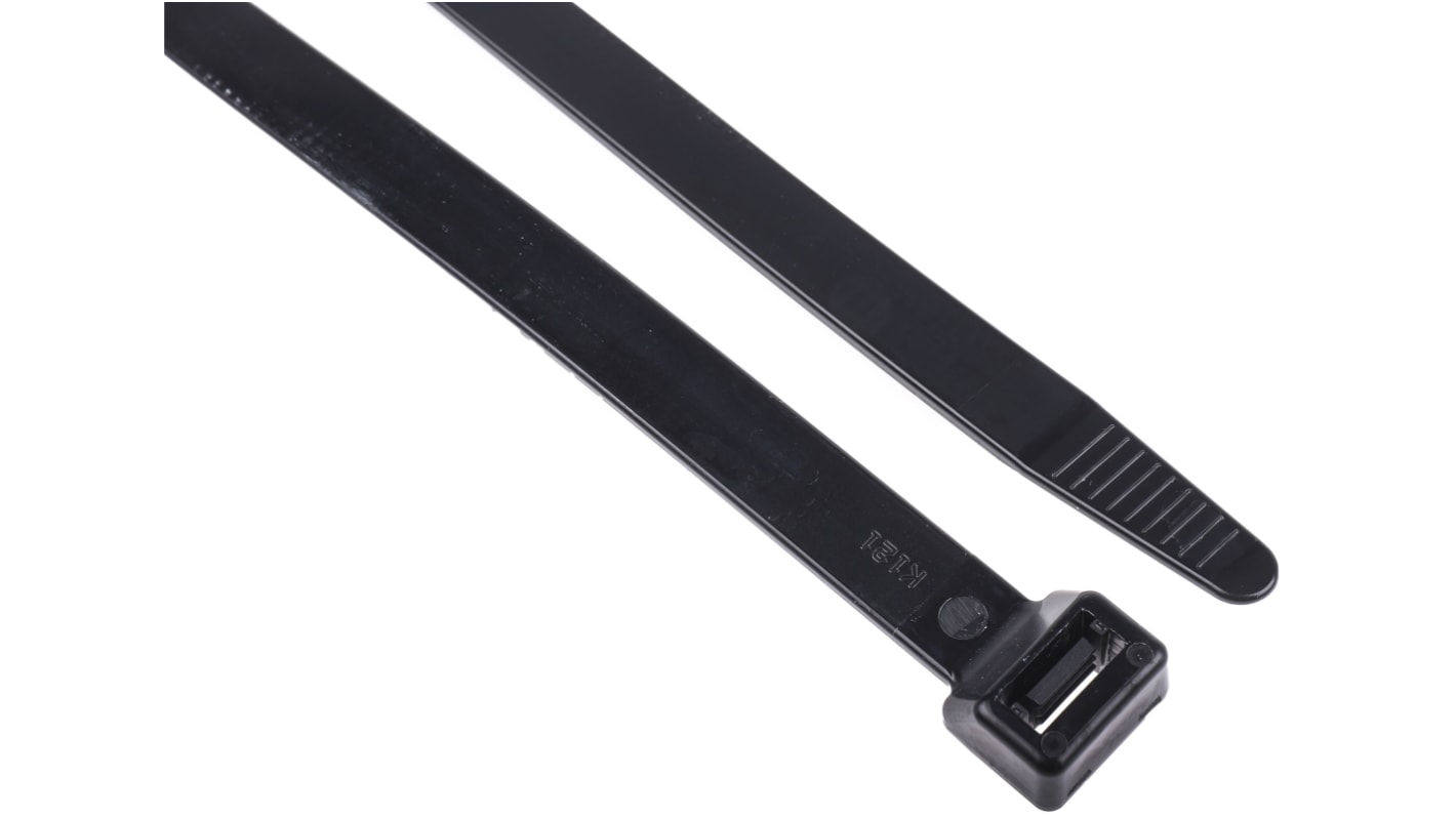 RS PRO Cable Tie, 550mm x 12.7 mm, Black Nylon, Pk-100