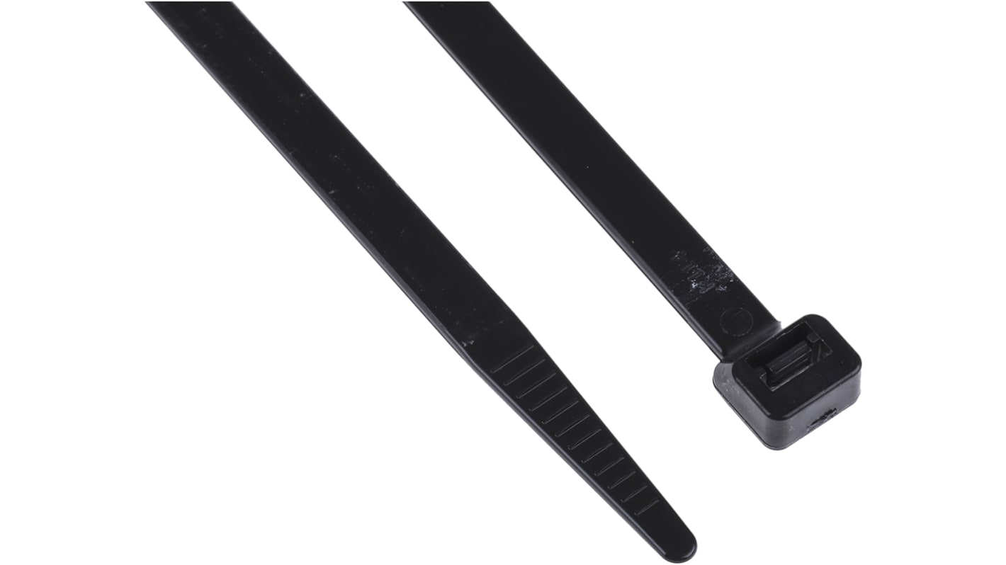 RS PRO Cable Tie, 340mm x 7.6 mm, Black Nylon, Pk-100