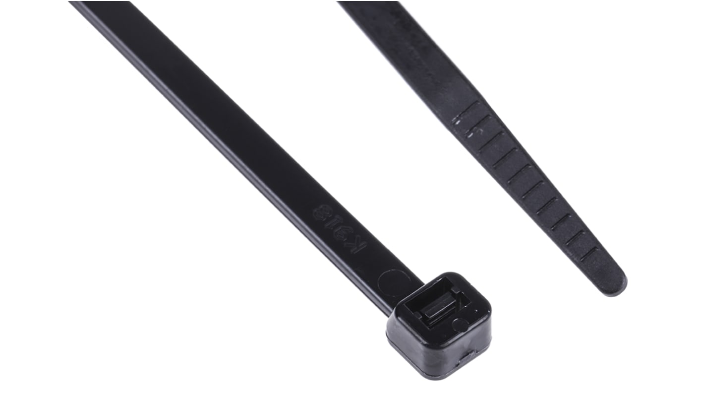 RS PRO Cable Tie, 250mm x 4.8mm, Black Nylon, Pk100 RS