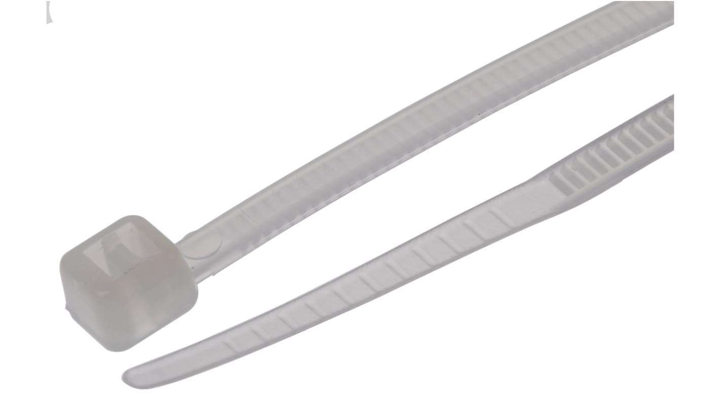 RS PRO Cable Tie, 142mm x 2.5 mm, Natural Nylon, Pk-100