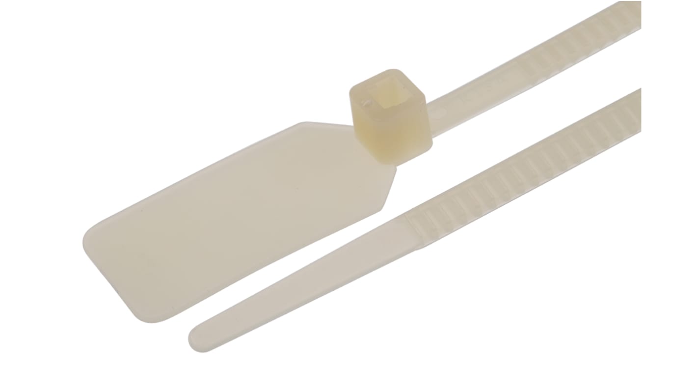 RS PRO Cable Tie, 400mm x 4.8 mm, Natural Nylon, Pk-100