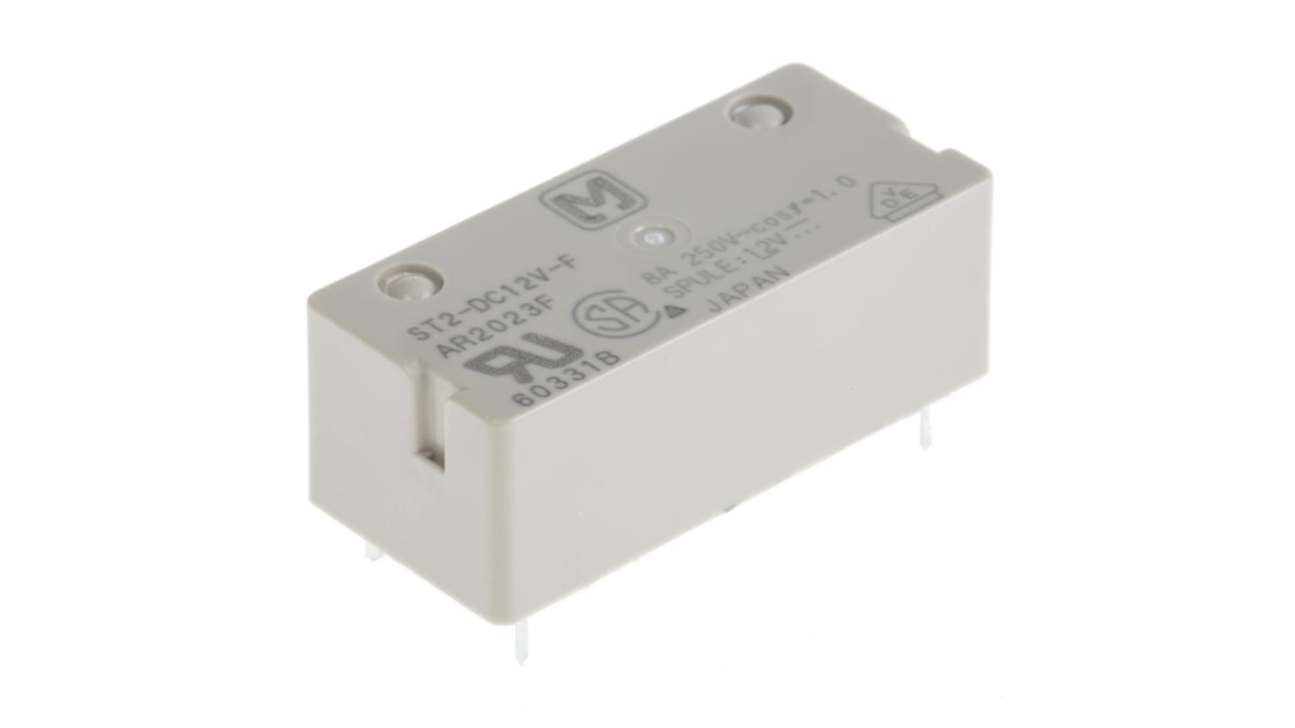 Panasonic PCB Mount Power Relay, 12V dc Coil, 8A Switching Current, DPST