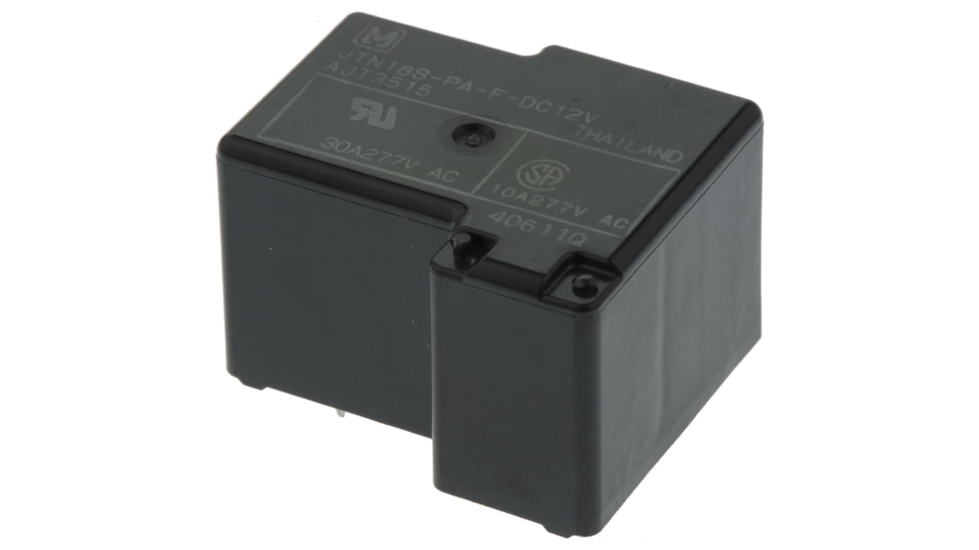 Panasonic PCB Mount Power Relay, 12V dc Coil, 30A Switching Current, SPST