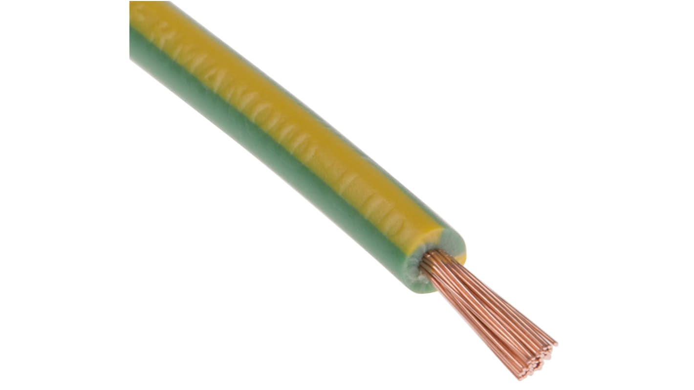 Cavo di collegamento apparecchiature RS PRO, 1 mm², 18 AWG, 1000 V, 100m, Verde-Giallo