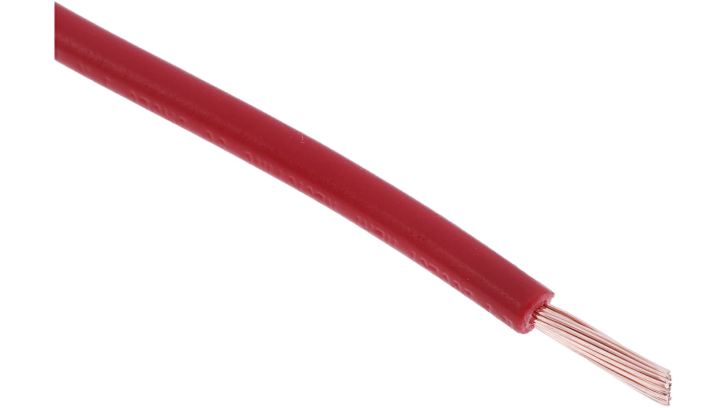 RS PRO Red 1 mm² Hook Up Wire, 18 AWG, 32/0.2 mm, 100m, PVC Insulation