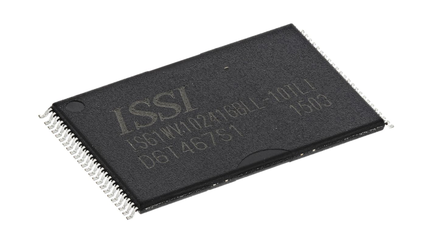 SRAM IS61WV102416BLL-10TLI 16Mbit, 1 MB x 16 bit, 2,4 V – 3,6 V, 48-tüskés, TSOP