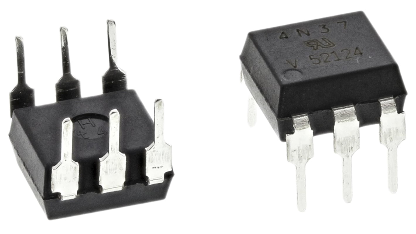 Vishay, 4N37 DC Input Transistor Output Optocoupler, Through Hole, 6-Pin DIP