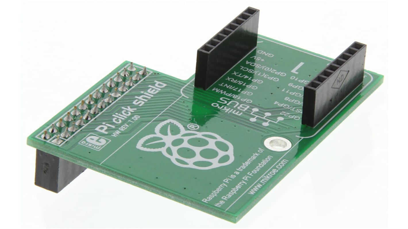 Shield Pi click con 2 connettori femmina mikroBUS per Raspberry Pi MikroElektronika