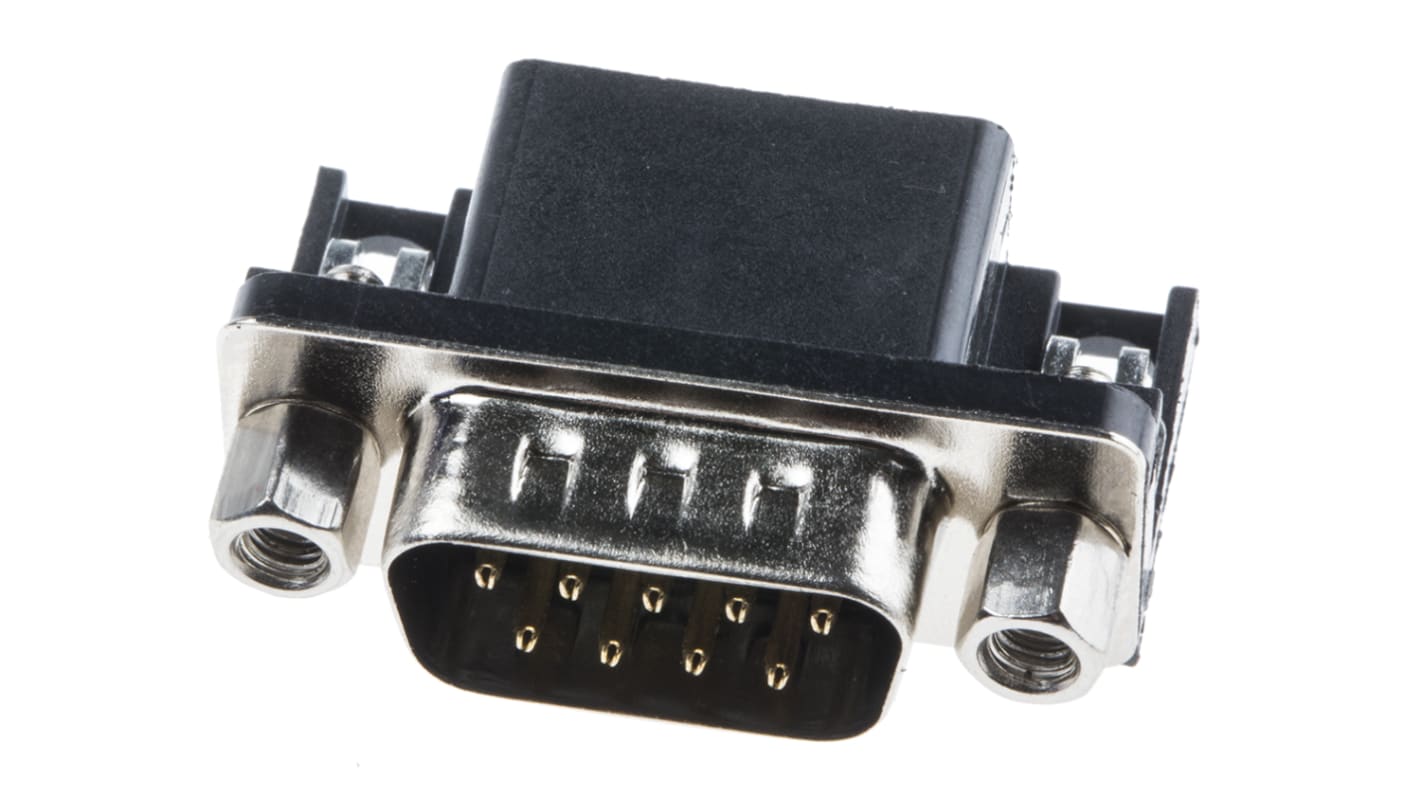 Conector D-sub RS PRO, paso 2.77mm, Ángulo de 90° , Orificio Pasante, Macho, Terminación Soldador, 250,0 V., 3A, con