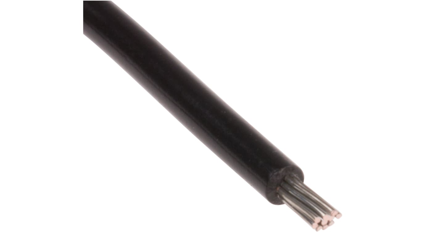 RS PRO Black 0.52 mm² Hook Up Wire, 20 AWG, 8/0.25 mm, 100m, PVC Insulation