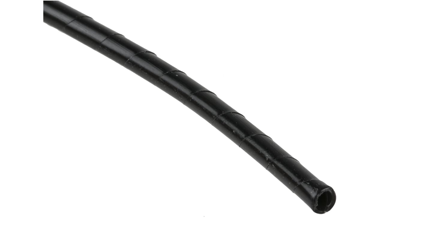 Spirális kábelburkolat, Polietilén, Fekete, 1.5mm → 3mm