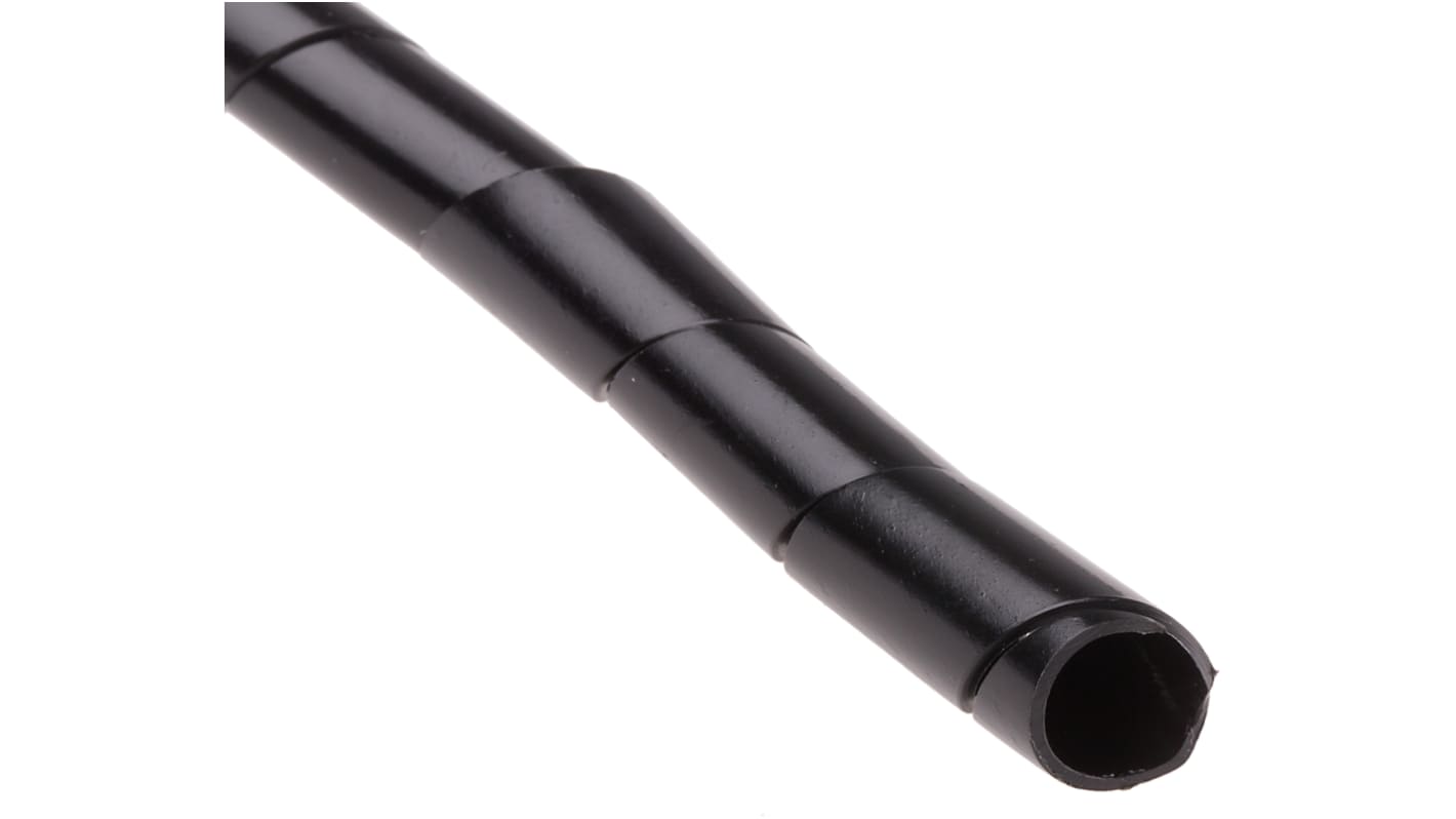 Gaine de câble spiralée RS PRO, Ø 9mm → 12mm Noir, Ø int 10.3mm en Polyéthylène