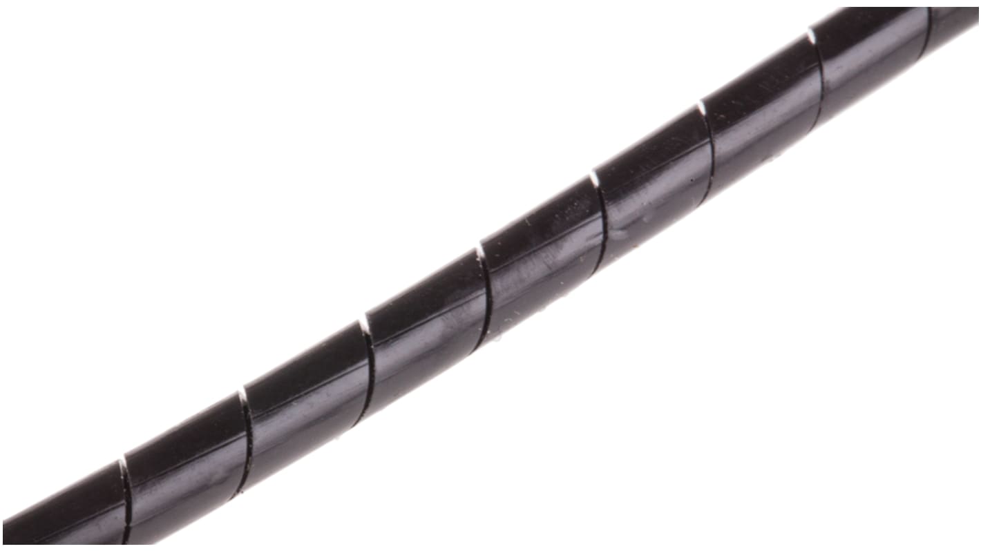 Gaine de câble spiralée RS PRO, Ø 4mm → 4.5mm Noir, Ø int 4mm en Polyéthylène