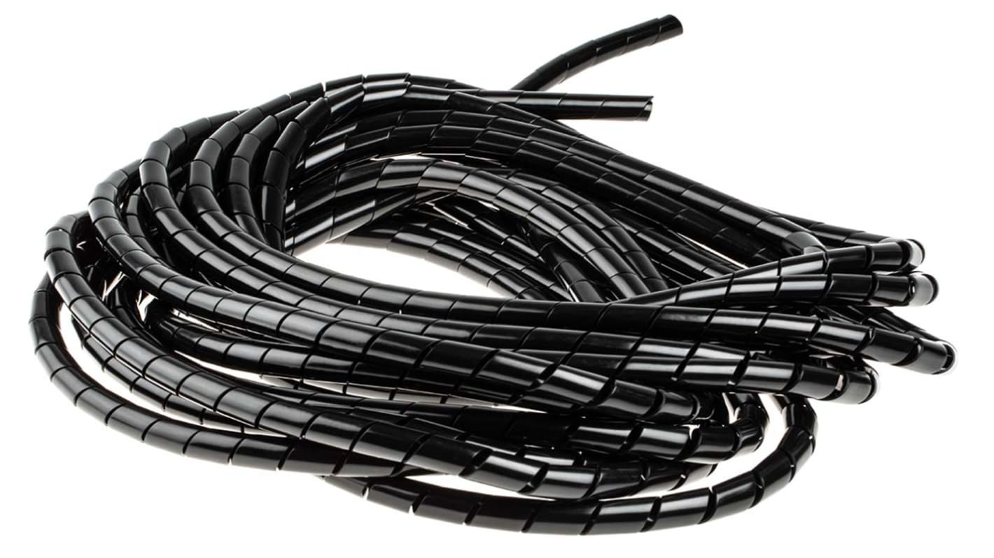Avvolgicavo a spirale RS PRO, Nero, in Nylon, cavo 12mm - 15mm