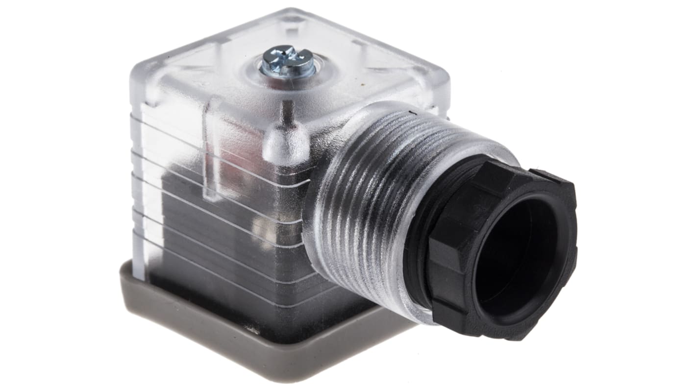 RS PRO 3P+E DIN 43650 A, Female Solenoid Valve Connector with Indicator