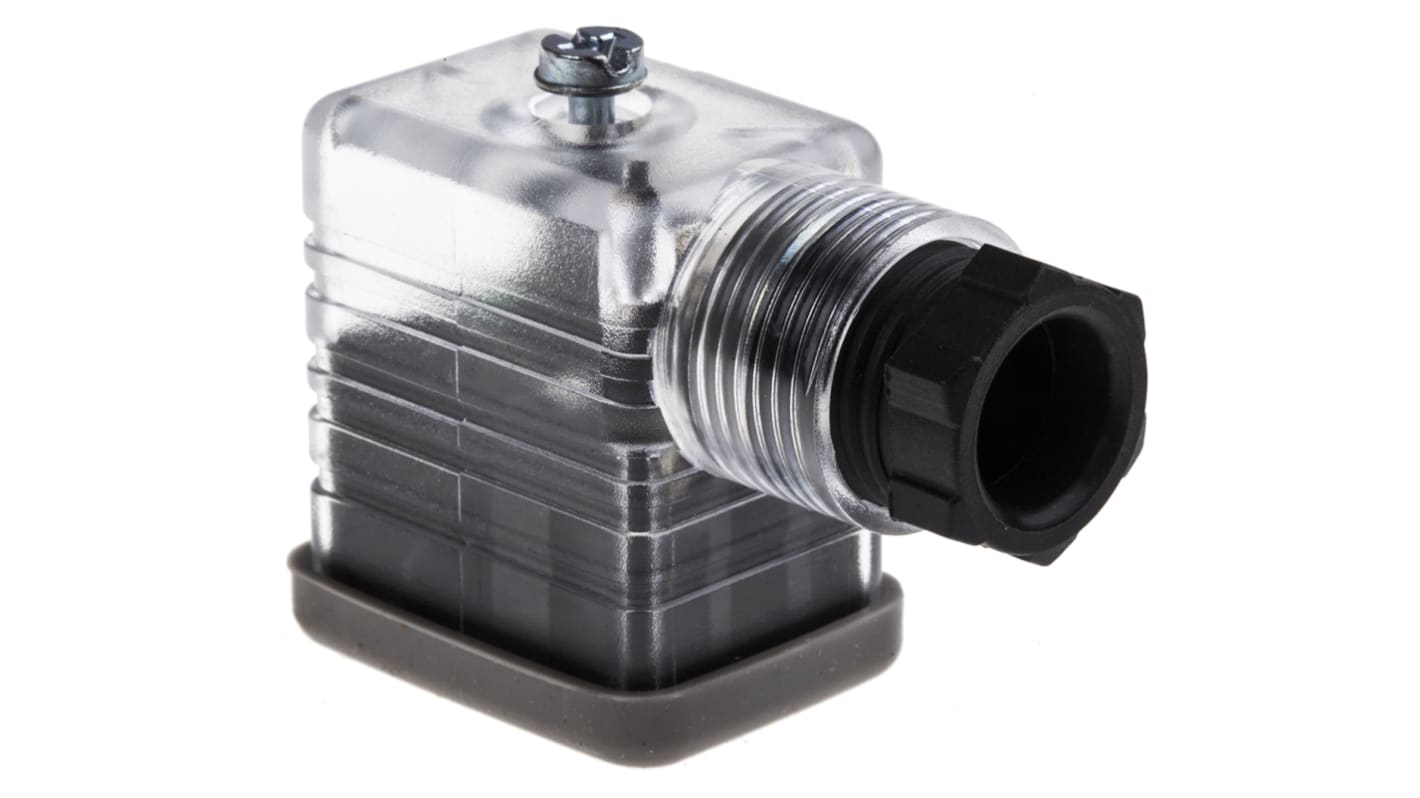 RS PRO 2P+E DIN 43650 B, Female Solenoid Valve Connector with Indicator