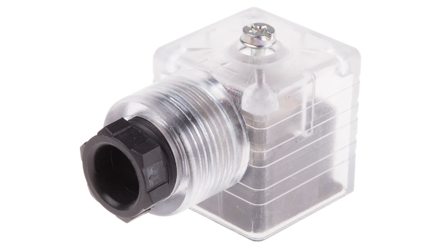 RS PRO 2P+E DIN 43650 A, Female Solenoid Valve Connector with Indicator