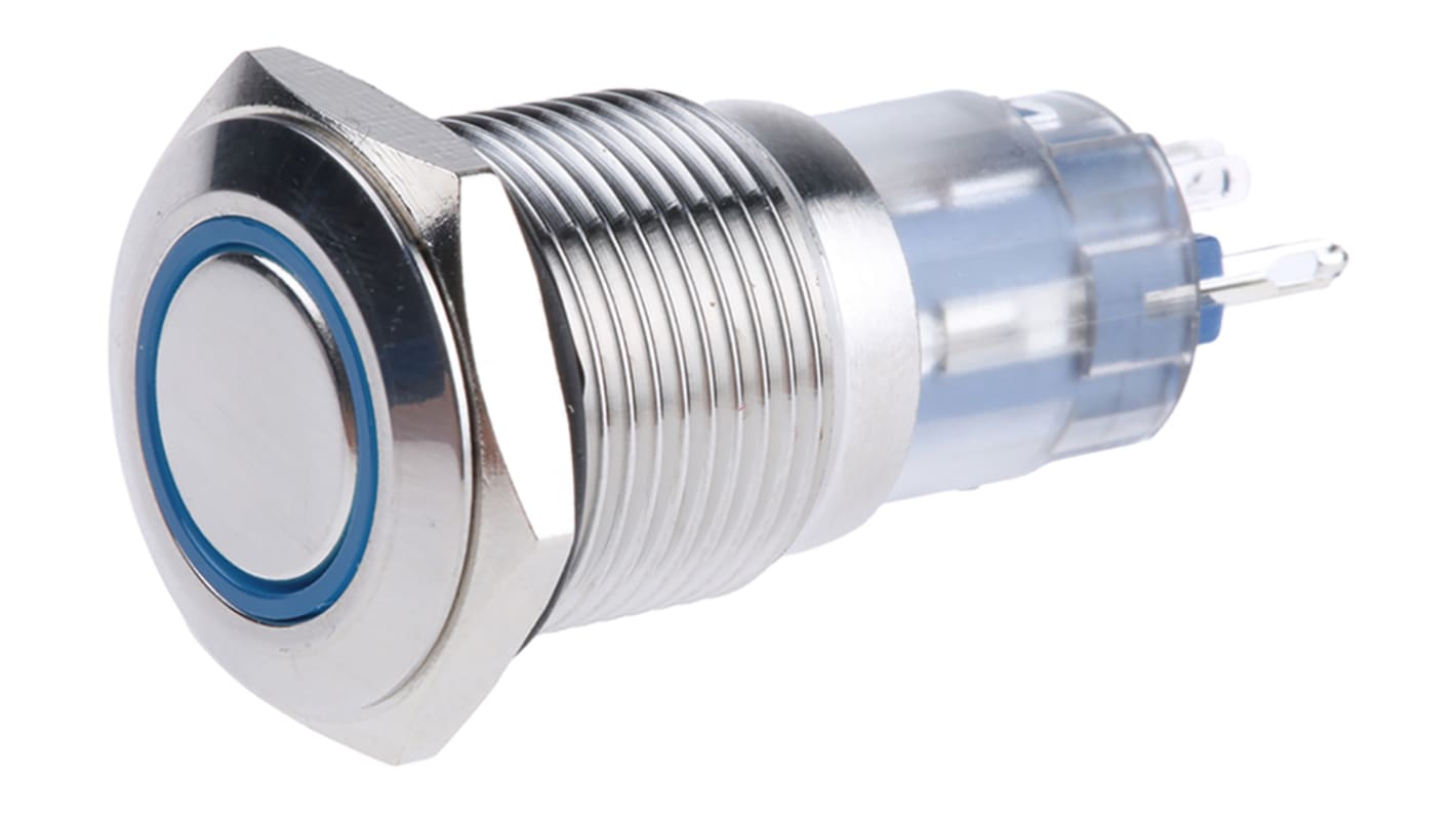 Bouton Piézoélectrique Acier 316L 19mm Avec LED Bleue - TOSUNLUX IP67