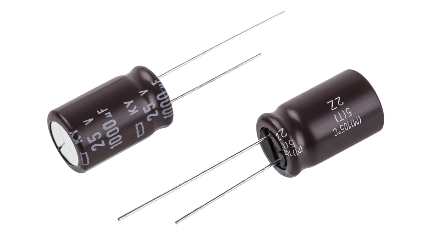 CHEMI-CON Kondensator, 1000μF, 25V dc, Radial, Hulmontering, levetid: 10000h, KY