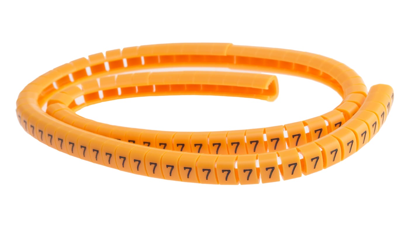 RS PRO Snap On Cable Markers, Black on Orange, Pre-printed "5", 4 → 5mm Cable